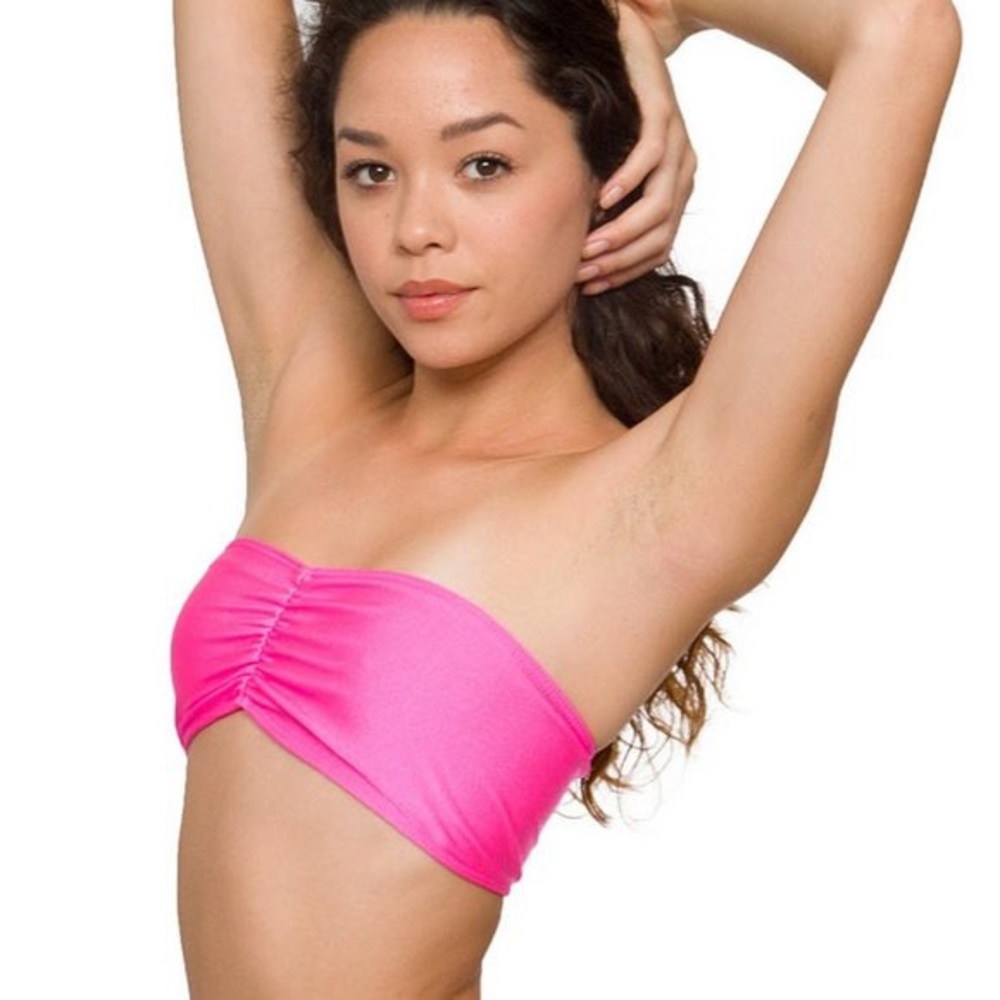 American Apparel Bandeau Bikini Top Neon Pink L